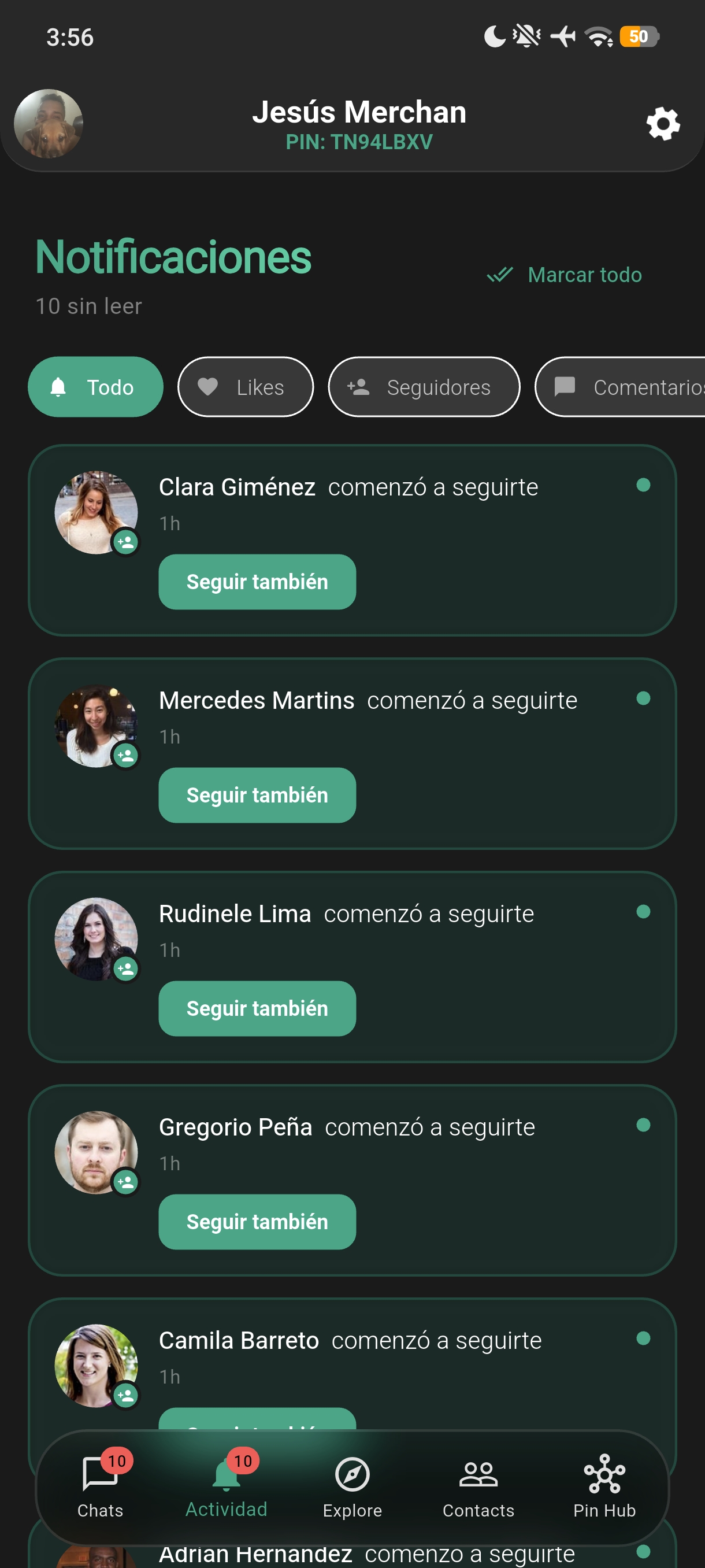 Pin Messenger Screenshot – Feed social sin anuncios