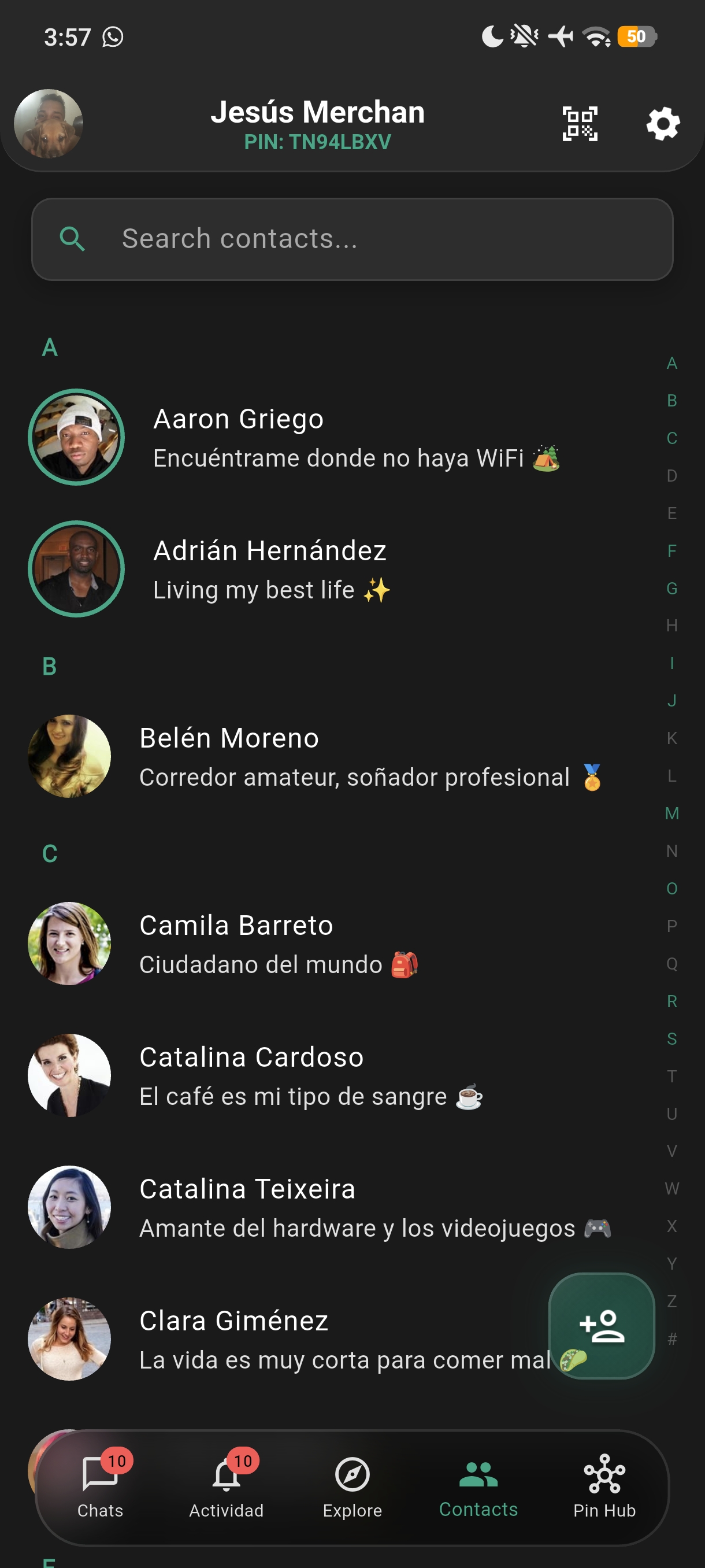 Pin Messenger Screenshot – Configuración de cuenta privada